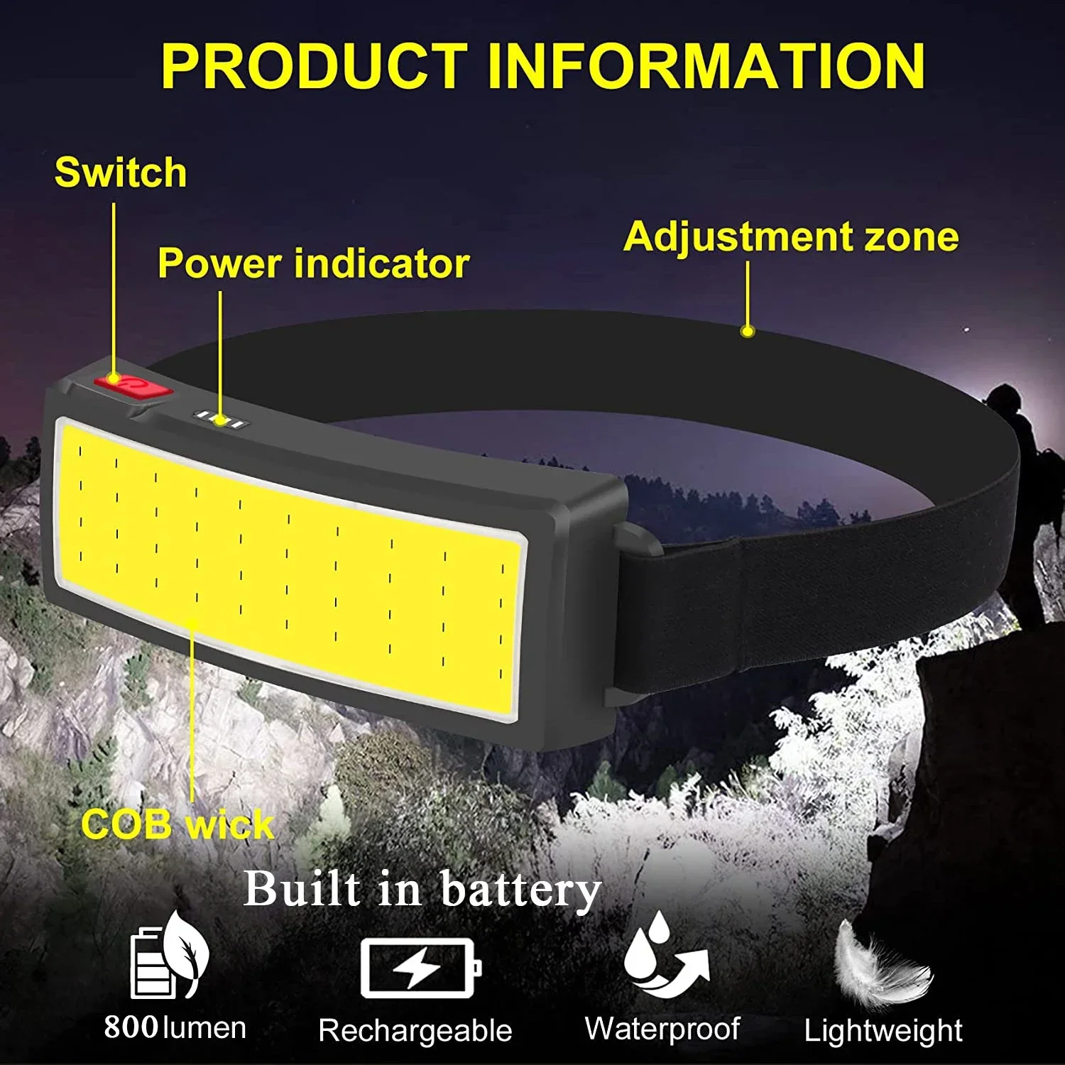 Lampu Depan LED COB Kuat Sente - Fish Finder Battery ulasan dan harga